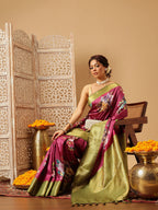 Hiral Fashion Pink Banarasi Silk Floral Digital Printed Saree | Grocsy