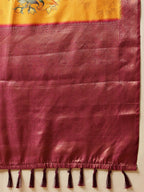 Hiral Fashion Mustard Banarasi Silk Floral Digital Printed Saree | Grocsy