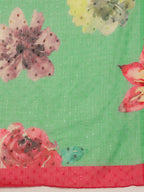 Green Chiffon Digital Print Floral Saree with Unstitched Blouse - Hiral Fashion | Grocsy