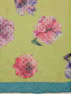 Olive Chiffon Digital Print Floral Saree with Unstitched Blouse - Hiral Fashion | Grocsy