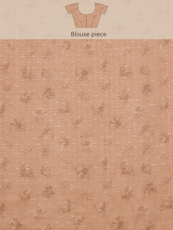 Peach Chiffon Digital Print Floral Saree with Unstitched Blouse - Hiral Fashion | Grocsy