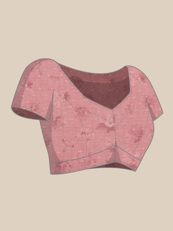Pink Chiffon Digital Print Floral Saree with Unstitched Blouse - Hiral Fashion | Grocsy