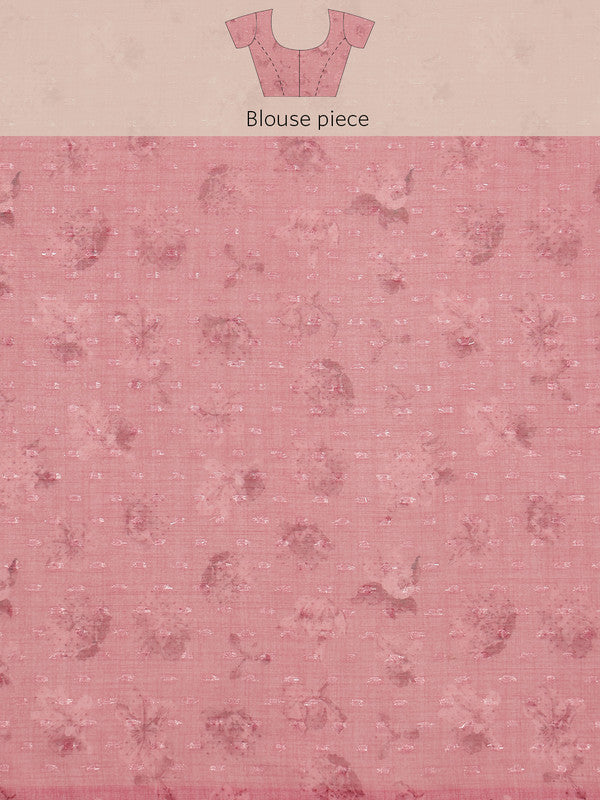 Pink Chiffon Digital Print Floral Saree with Unstitched Blouse - Hiral Fashion | Grocsy