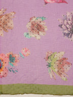 Purple Chiffon Digital Print Floral Saree with Unstitched Blouse - Hiral Fashion | Grocsy