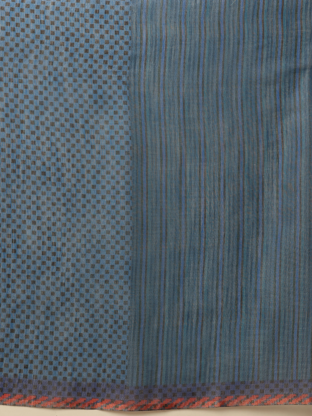 Hiral Fashion Blue Banarasi Cotton Silk Abstract Digital Printed Saree | Grocsy