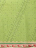 Hiral Fashion Green Banarasi Cotton Silk Abstract Digital Printed Saree | Grocsy