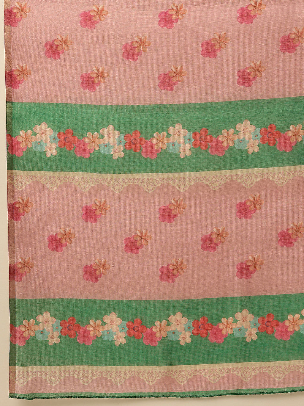 Hiral Fashion Green Banarasi Cotton Silk Abstract Digital Printed Saree | Grocsy