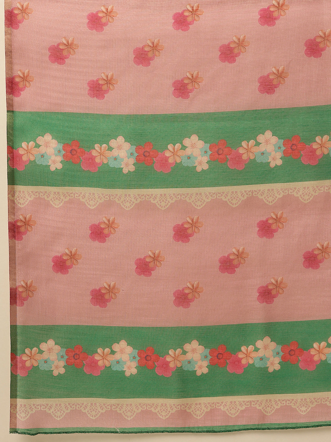 Hiral Fashion Green Banarasi Cotton Silk Abstract Digital Printed Saree | Grocsy