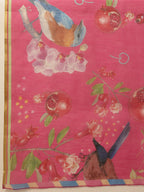 Hiral Fashion Pink Banarasi Cotton Silk Fruits Digital Printed Saree | Grocsy
