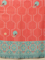 Hiral Fashion Red Banarasi Cotton Silk Fruits Digital Printed Saree | Grocsy