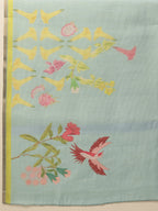 Hiral Fashion Blue Banarasi Cotton Silk Floral Digital Printed Saree | Grocsy