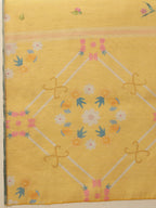 Hiral Fashion Yellow Banarasi Cotton Silk Fruits Digital Printed Saree | Grocsy