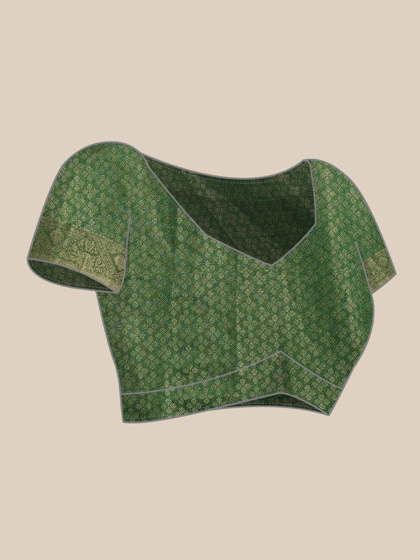 Green Cotton Digital Print Floral Saree with Unstitched Blouse - Hiral Fashion | Grocsy