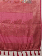 Pink Cotton Digital Print Floral Saree with Unstitched Blouse - Hiral Fashion | Grocsy