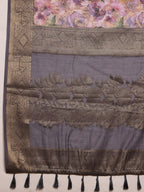 Lavender Cotton Digital Print Floral Saree with Unstitched Blouse - Hiral Fashion | Grocsy
