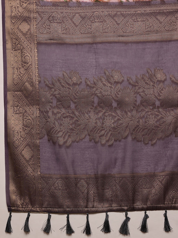 Pink Cotton Digital Print Floral Saree with Unstitched Blouse - Hiral Fashion | Grocsy