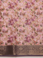 Pink Cotton Digital Print Floral Saree with Unstitched Blouse - Hiral Fashion | Grocsy