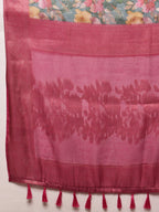 Turquoise Cotton Digital Print Floral Saree with Unstitched Blouse - Hiral Fashion | Grocsy