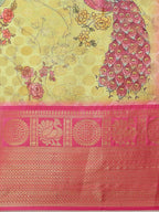 Green Art Silk Printed Polka Dots Saree with Unstitched Blouse - Hiral Fashion | Grocsy