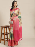 Multicolor Art Silk Printed Polka Dots Saree with Unstitched Blouse - Hiral Fashion | Grocsy