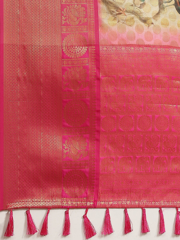 Multicolor Art Silk Printed Polka Dots Saree with Unstitched Blouse - Hiral Fashion | Grocsy