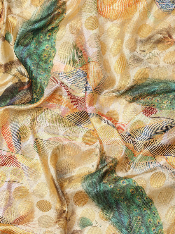 Multicolor Art Silk Printed Polka Dots Saree with Unstitched Blouse - Hiral Fashion | Grocsy