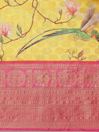 Yellow Art Silk Printed Polka Dots Saree with Unstitched Blouse - Hiral Fashion | Grocsy