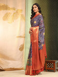 Blue Silk Blend Digital Print Bandhani Saree with Unstitched Blouse - Hiral Fashion | Grocsy