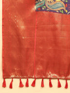 Blue Silk Blend Digital Print Bandhani Saree with Unstitched Blouse - Hiral Fashion | Grocsy