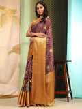 Purple Silk Blend Digital Print Bandhani Saree with Unstitched Blouse - Hiral Fashion | Grocsy