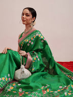 Hiral Fashion Green Banarasi Art Silk Abstract Digital Printed Saree | Grocsy