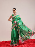Hiral Fashion Green Banarasi Art Silk Abstract Digital Printed Saree | Grocsy