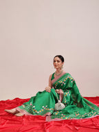 Hiral Fashion Green Banarasi Art Silk Abstract Digital Printed Saree | Grocsy
