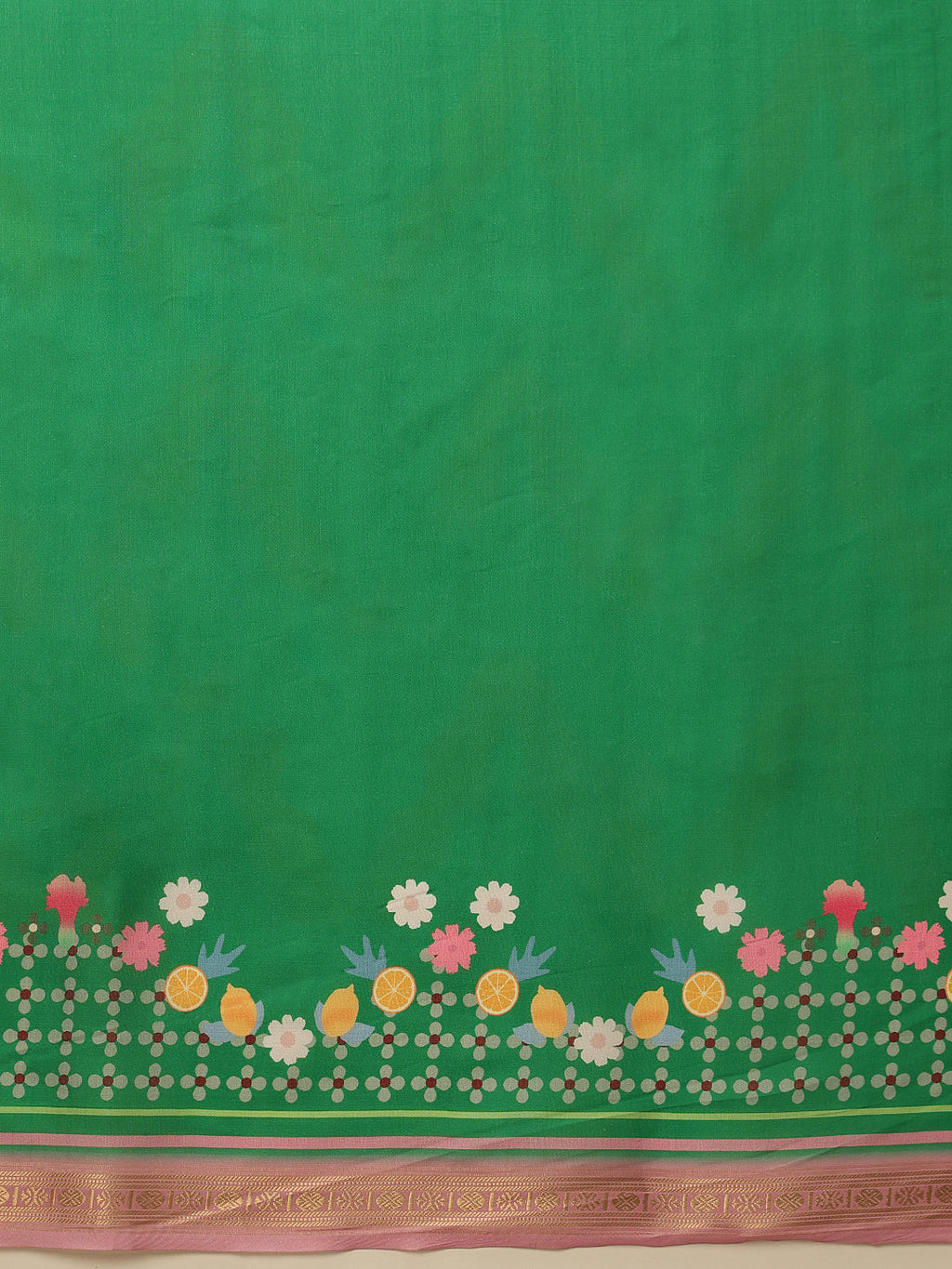 Hiral Fashion Green Banarasi Art Silk Abstract Digital Printed Saree | Grocsy