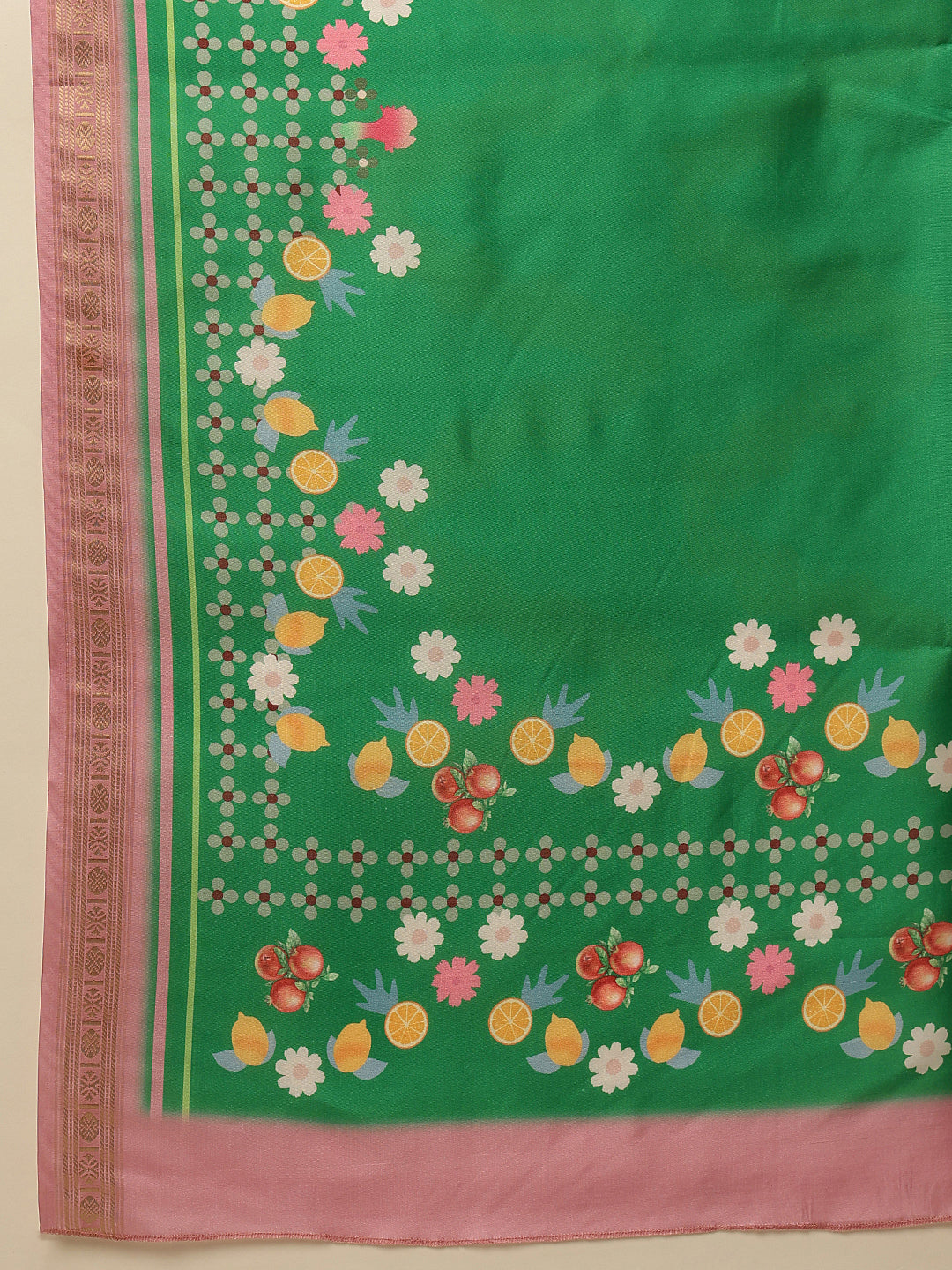 Hiral Fashion Green Banarasi Art Silk Abstract Digital Printed Saree | Grocsy