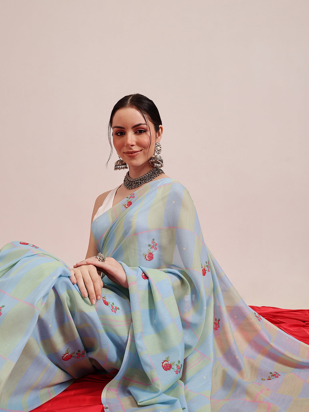 Hiral Fashion Blue Bollywood Mul Cotton Abstract Digital Printed Saree | Grocsy