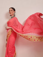 Hiral Fashion Pink Bollywood Mul Cotton Abstract Digital Printed Saree | Grocsy