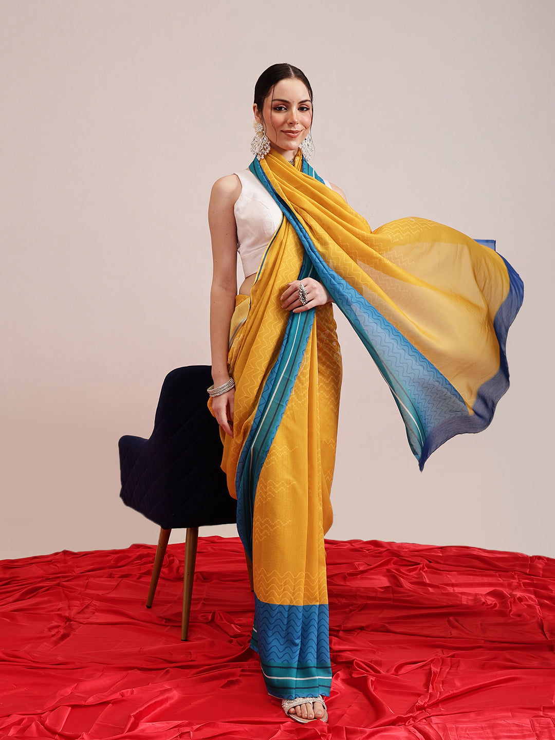 Hiral Fashion Yellow Bollywood Mul Cotton Abstract Digital Printed Saree | Grocsy