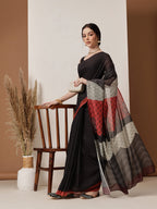 Hiral Fashion Black Bollywood Mul Cotton Stripes Digital Printed Saree | Grocsy