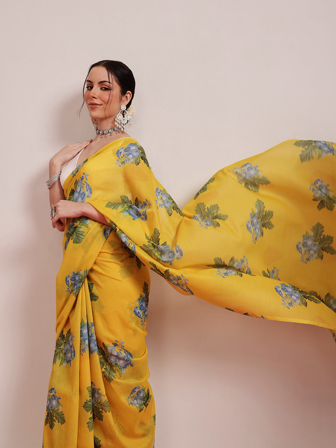 Hiral Fashion Yellow Bollywood Mul Cotton Abstract Digital Printed Saree | Grocsy