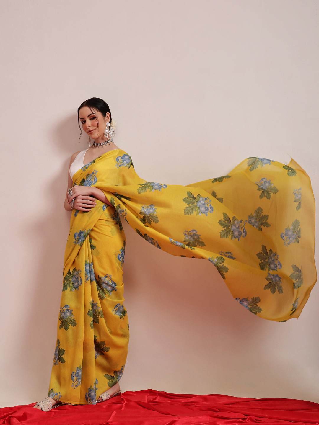 Hiral Fashion Yellow Bollywood Mul Cotton Abstract Digital Printed Saree | Grocsy
