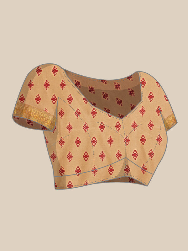 Maroon Silk Blend Digital Print Ikkat Saree with Unstitched Blouse - Hiral Fashion | Grocsy