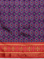 Royal Blue Silk Blend Digital Print Ikkat Saree with Unstitched Blouse - Hiral Fashion | Grocsy