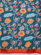 Turquoise Silk Blend Digital Print Ikkat Saree with Unstitched Blouse - Hiral Fashion | Grocsy