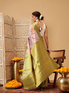 Hiral Fashion Lavender Banarasi Tissue Silk Floral Digital Printed Saree | Grocsy
