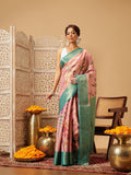 Hiral Fashion Pink Banarasi Tissue Silk Floral Digital Printed Saree | Grocsy