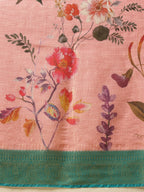 Hiral Fashion Pink Banarasi Tissue Silk Floral Digital Printed Saree | Grocsy
