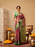 Hiral Fashion Pink Banarasi Tissue Silk Floral Digital Printed Saree | Grocsy