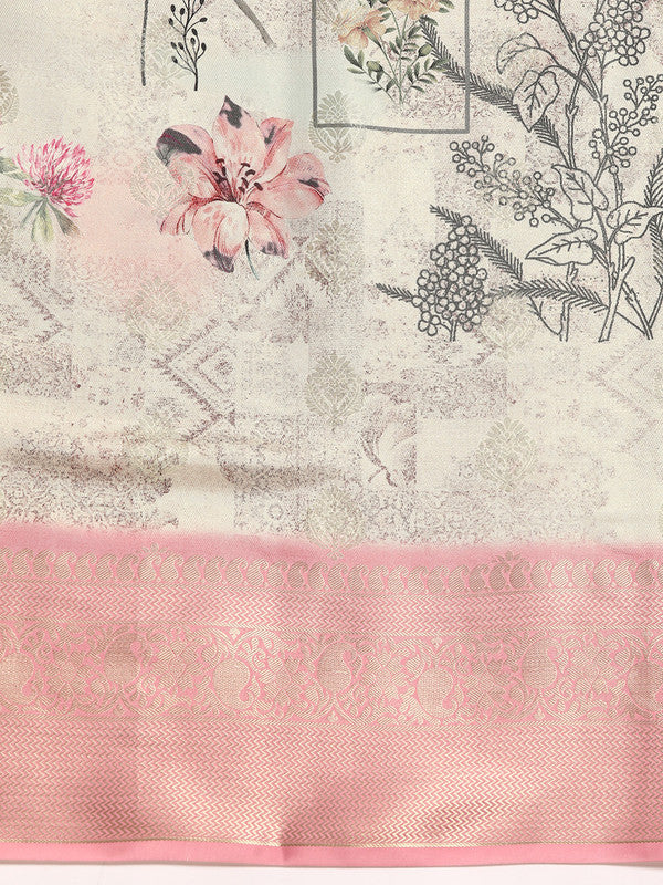 Multicolor Art Silk Woven Zari Design Kalamkari Saree with Unstitched Blouse - Hiral Fashion | Grocsy