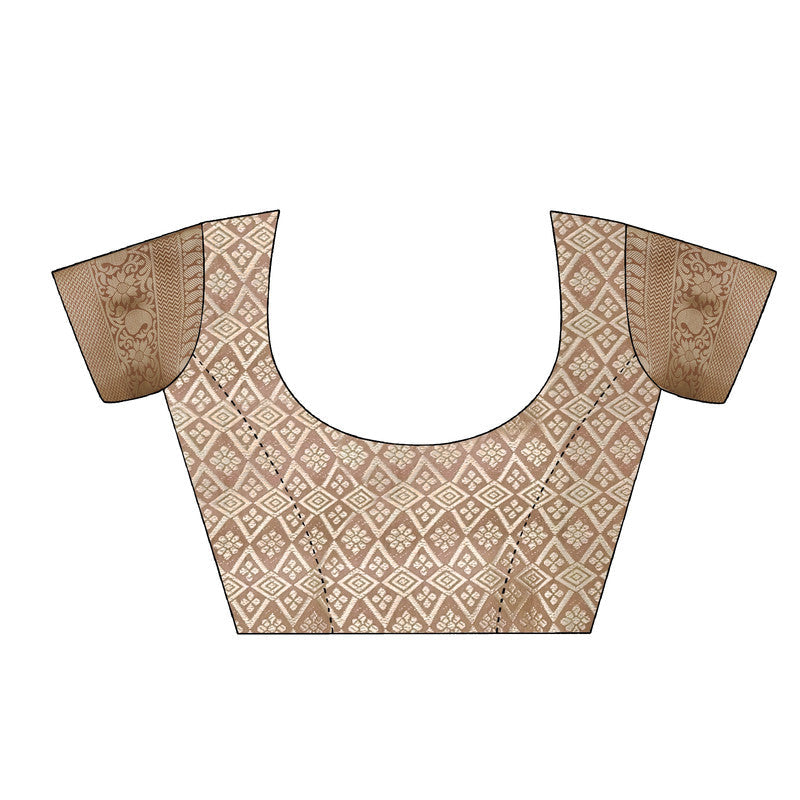 Beige Art Silk Printed Floral Saree with Unstitched Blouse - Hiral Fashion | Grocsy